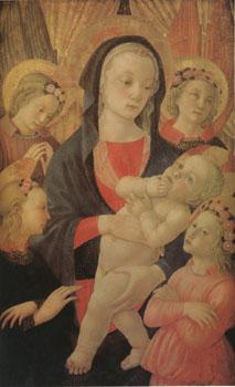 Master of The Castello Nativity The Virgin and Child Surrounded by Four Angels (mk05) oil painting image